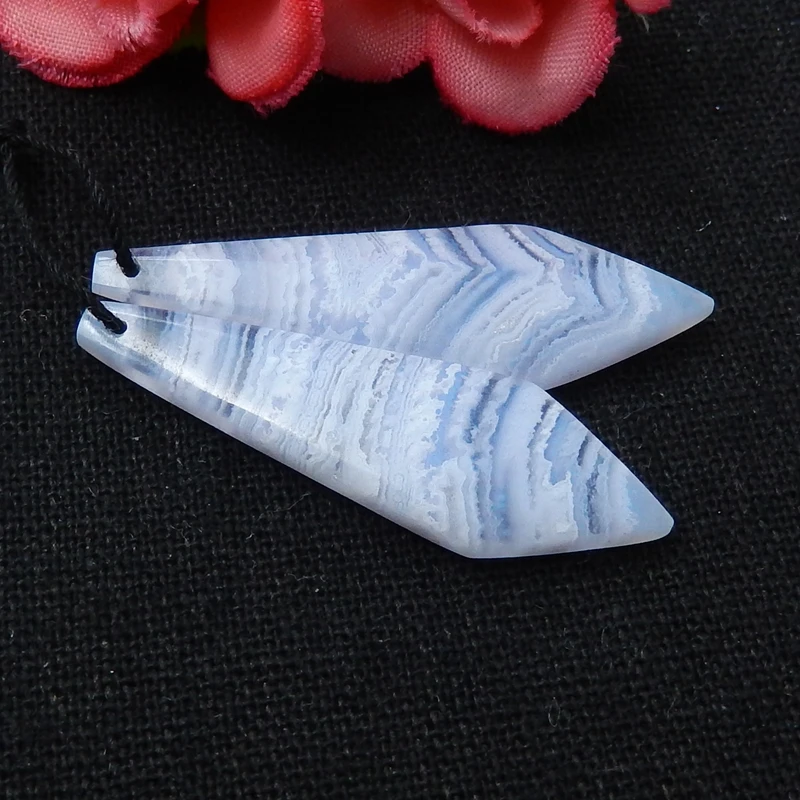 

Charms Women Jewelry Gift Gem Customized,Semiprecious Gems Purple Lace Agate Earrings Pairs 25x7x4mm3.5g