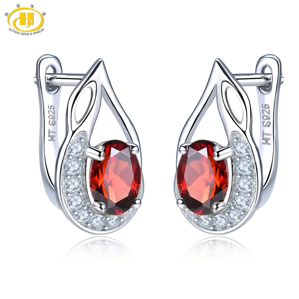 Garnet Hutang цитриновые серьги, натуральный драгоценный камень, твердый 925 пробы, серебро, изящные модные ювелирные изделия из камня для женщин на день рождения, лучший подарок, Новинка - Цвет камня: Garnet