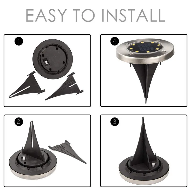 4 шт. 12 Светодиодный уличный фонарь на солнечной батарее Солнечный дисковый свет