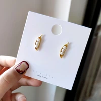 korea design stud earrings gold plated pod simulated pearl earrings for women girl gift earring brincos female fashion jewelry
