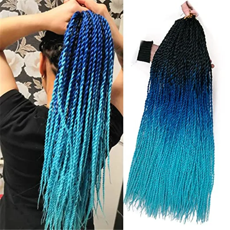 

Senegalese Twist Crochet Braid Hair 24 Inch 30Roots Synthetic Braiding Hair Extension Low Temperature Fiber Crochet Hair Black