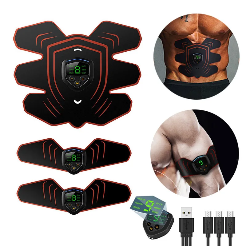 

EMS стимулятор мышц живота тренажер Abs тонер Электрический Фитнес USB Перезаряжаемый массажер для похудения коррекция фигуры светодиодный ди...