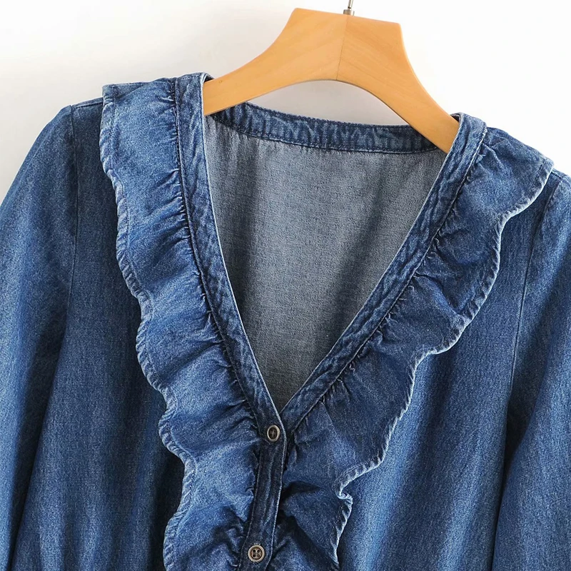 Винтажное Синее джинсовое платье весна-осень 2020 сексуальные женские мини-платья