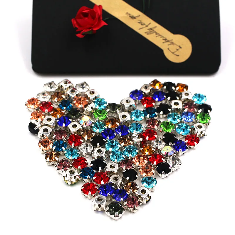 Свадебное украшение хрустальные бусины стеклянные стразы с серебряным когтем