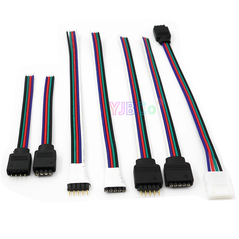

10pcs/lot 4pin 5Pin Male Female Plug Cable Connector Wire for SMD 5050 3528 RGB RGBW led Strip lighting Connection Terminals