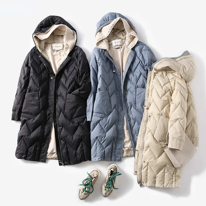 

Зимняя вязаная комбинированная теплая куртка yраз, комбинированное цветное пуховое пальто, повседневная верхняя одежда, 90% белый утиный пух...