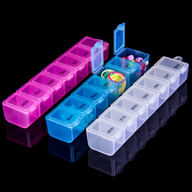 

7Grids 7 Days Weekly Candy Pill Case Medicine Tablet Dispenser Organizer Pill Box Splitters Pill Storage Organizer Container