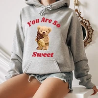 ice cream teddy bear print fashion hoodie warm wool casual sports long sleeve pullover harajuku hip hop couple sweatshirt s 4xl