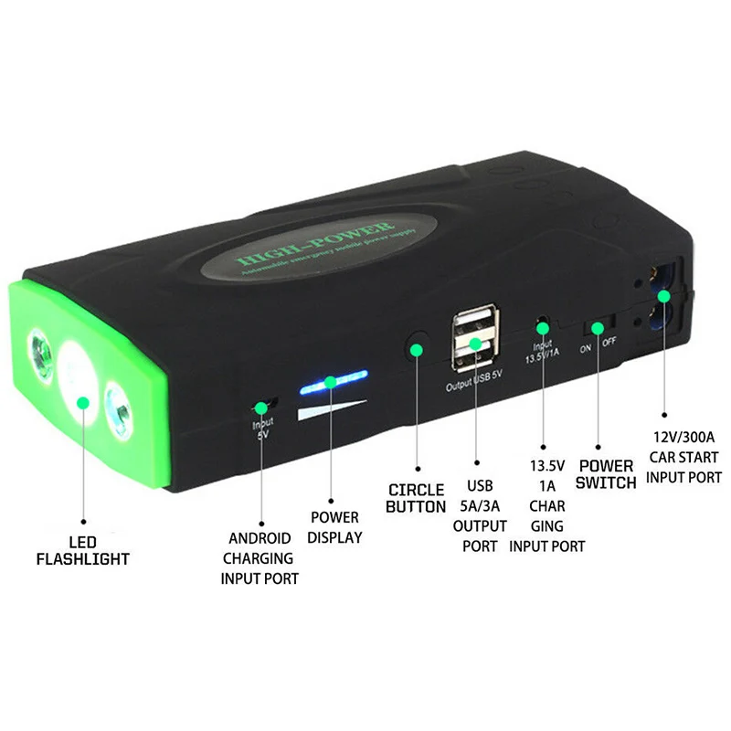 Автомобильное пусковое устройство высокой мощности 16800 мАч 12 В портативное