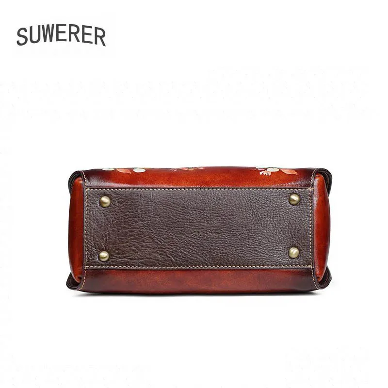 

SUWERER designer bags famous brand women bags 2020 new women Genuine Leather bag fashion cowhide Embossing bag women leather bag