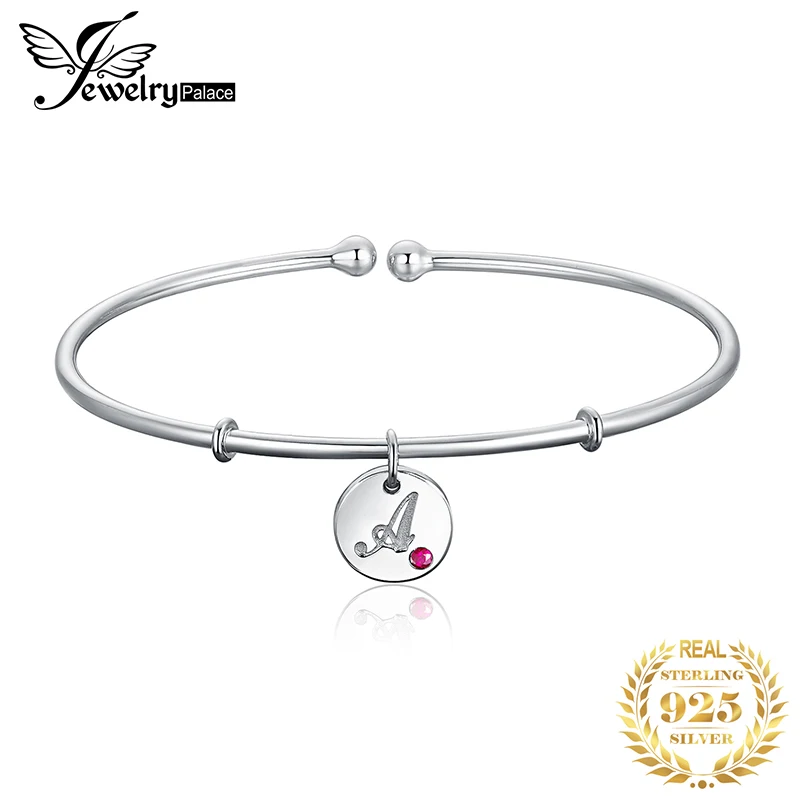 JewelryPalace, персонализированный алфавит, начальная буква А, 925 пробы, серебряный, висячий, шарм, манжета, браслет для женщин, новинка