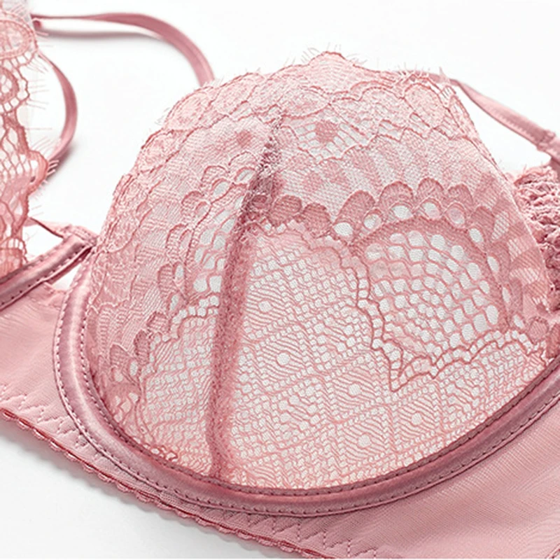 2 Piece Set Transparent Women Bra And Panties Set Lingerie Sexy Plus Size Ultra Thin Push Up Brassiere Girls Lace Underwear Sets