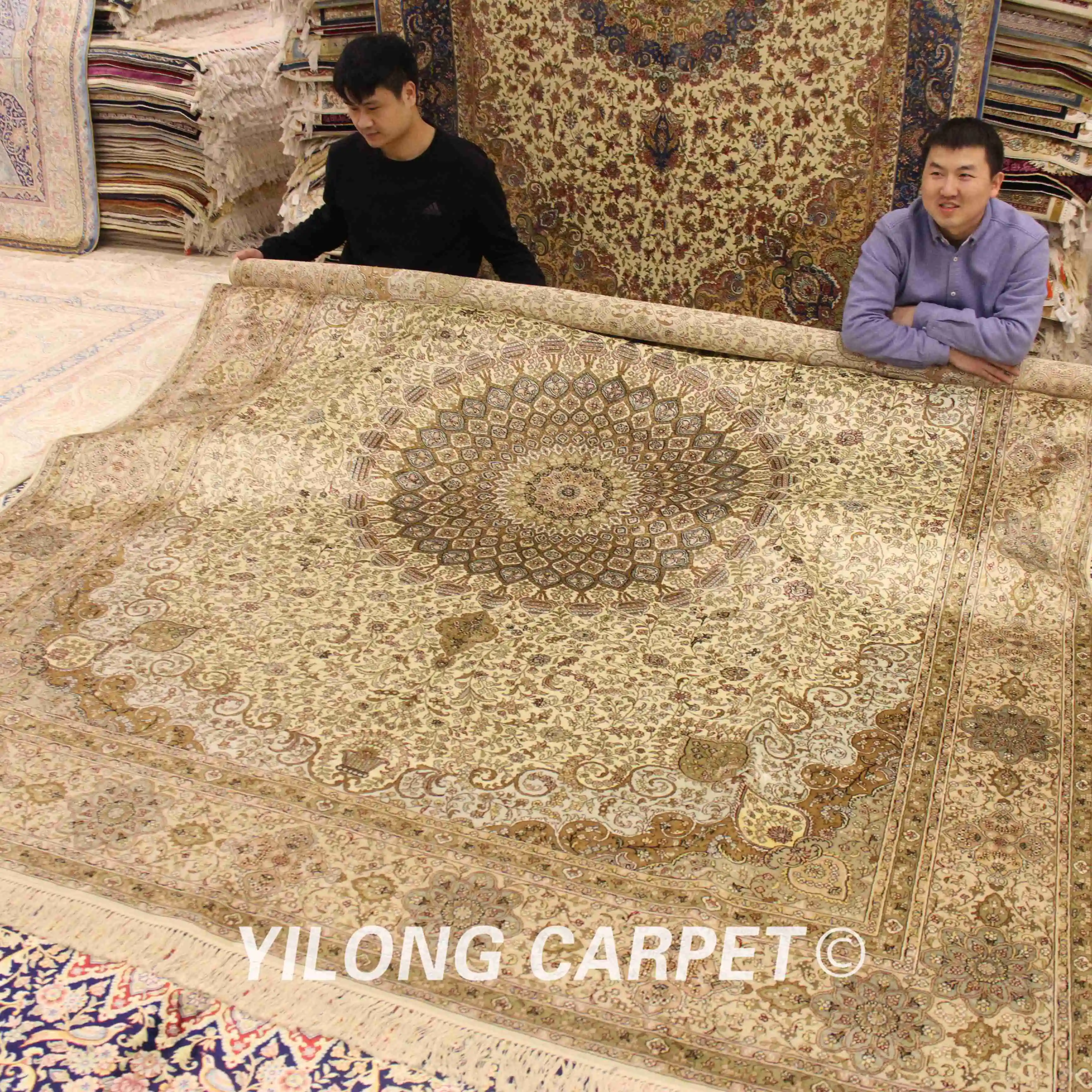 YILONG 8'x10' Классический белый и бежевый персидский ковер домашний декор ручной