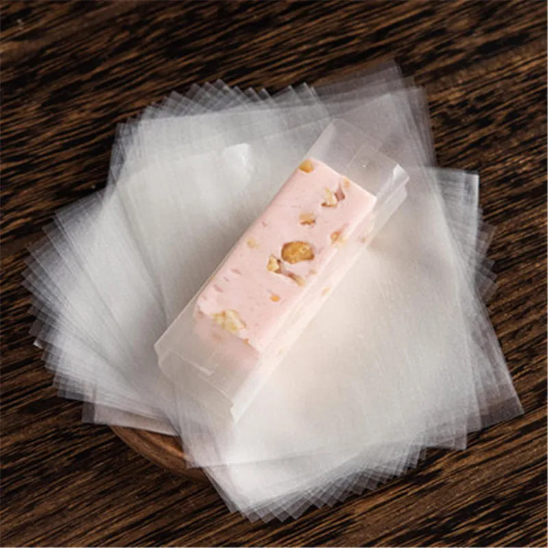 

500 Sheets Edible Glutinous Rice Paper Practical Candy Sugar Coated Wrapping Paper Nougat Edible Paper Transparent Candy Wrapper