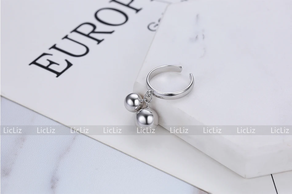 LicLiz, 925 пробы, серебряные, открытые, регулируемые, каффы, кольца для женщин, Круглый Круг, кольцо, ювелирное изделие, Anillos Plata 925 Para Mujer LR0323
