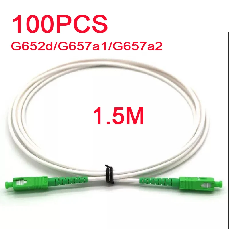 

100PCS 1.5M New Arrival SC/APC SM G652D/G657A1/G657A2 SX Core 3.0mm Milky White LSZH Jacket Fiber Optic Patch Cord