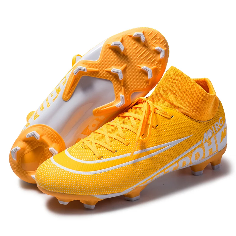 yellow long spikes Новые футбольные бутсы FG AG мужские футбольные бутсы детские футбольные бутсы тренировочные футбольные бутсы высокие спортивные кроссовки мужские s дропшиппинг - Цвет: yellow long spikes