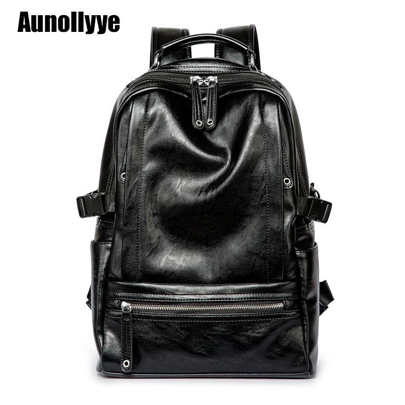 

Men's Luxury Designer High Quality PU Leather Backpack Black Casual Outdoor Waterproof Travel Bag Business Computer Backpacks