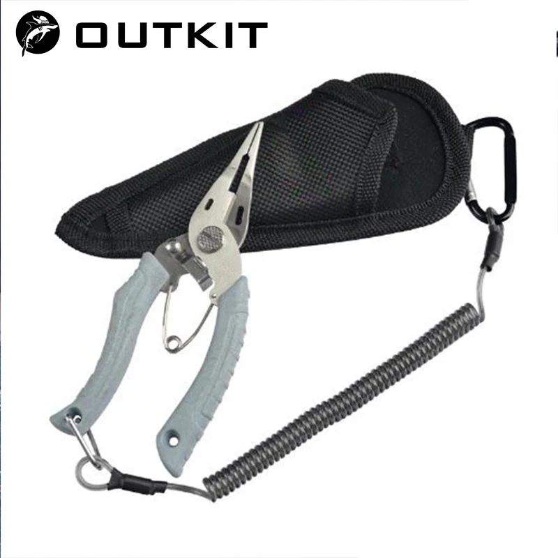 

OUTKIT Multifunctional Fishing Pliers Line Cutter Hook Remover Stainless Steel Scissors Fishing Clamp Accessories Spring Rope