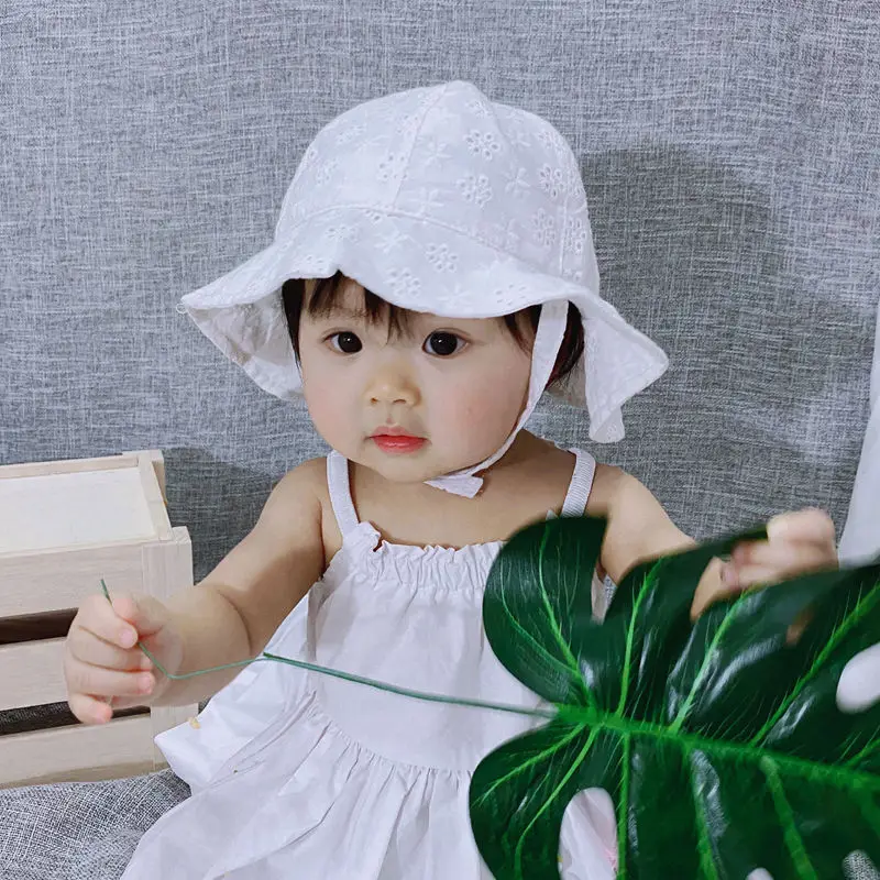 

Baby Girl Outdoor Bucket Lace up Hat Toddler Infant Summer Sun Beach Bonnet Beanie Cap Sun Beach Cotton Hat Wide Brim Hat H191D