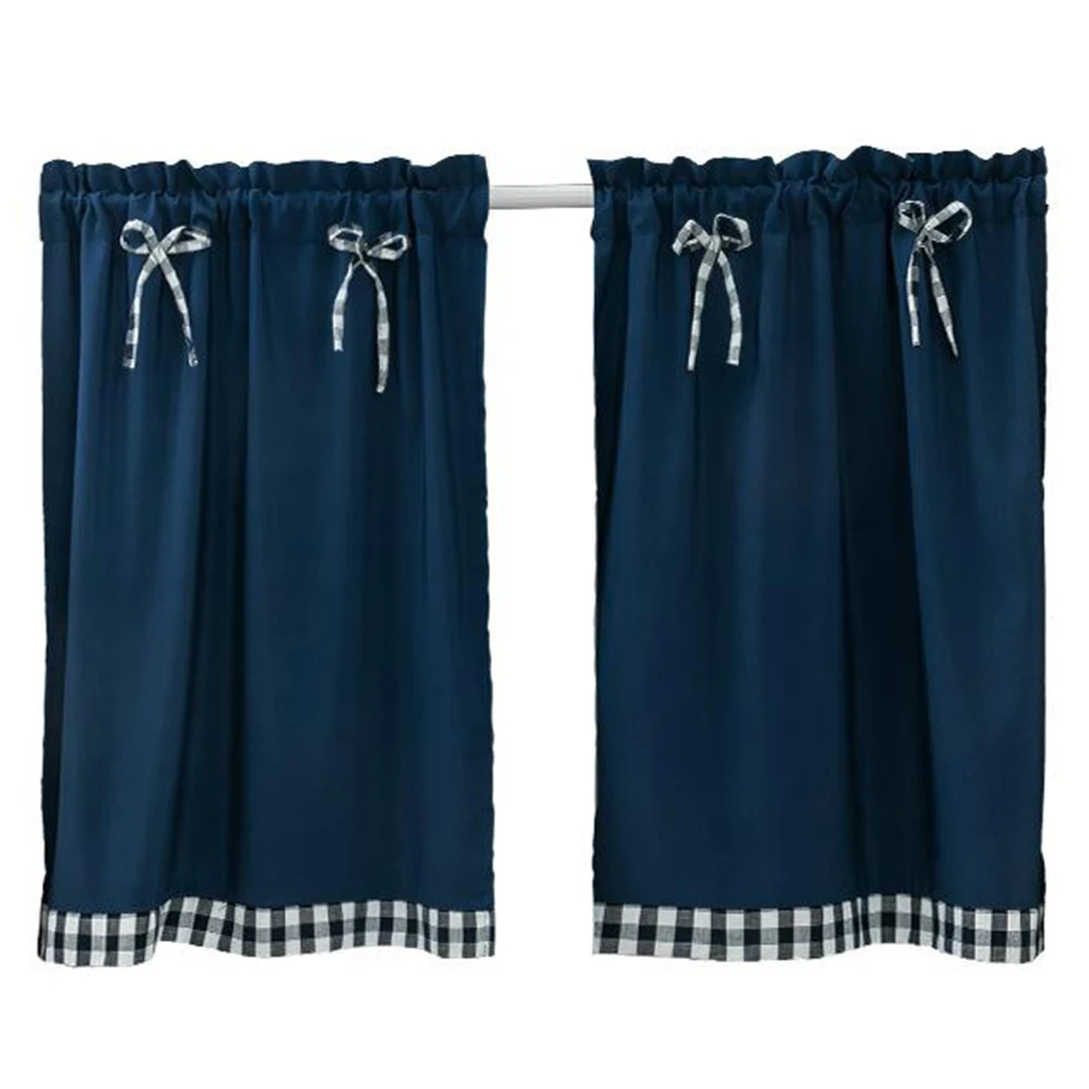 Ldyllic решетка стиль Короткая занавеска Декор кухонное окно Студенческая кровать