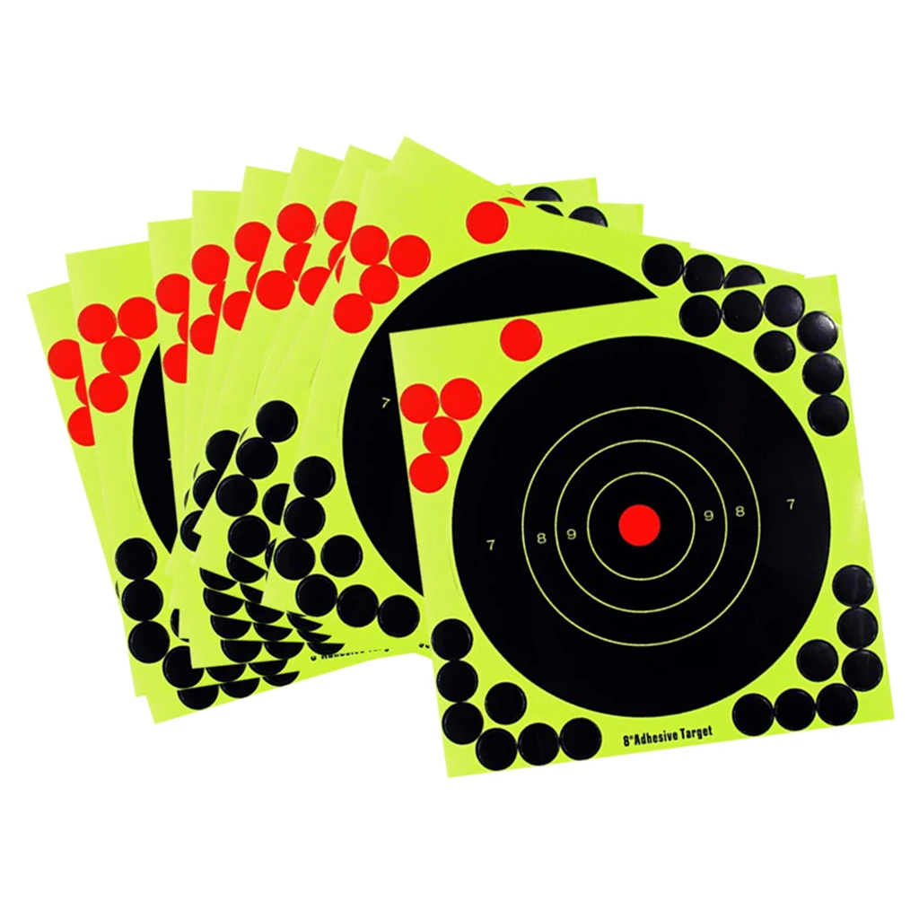 

Outdoor Indoor Shooting Targets 8 inch Adhesive Target Splatter Glow Shot Rifle Florescent Paper Target 10 Pieces