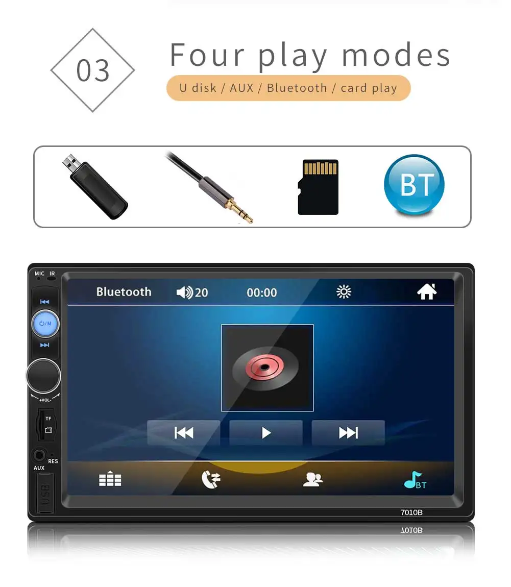 Автомагнитола 2 Din Mp5 плеер Bluetooth Mirrorlink для Iphone/Android Сенсорный экран Авторадио