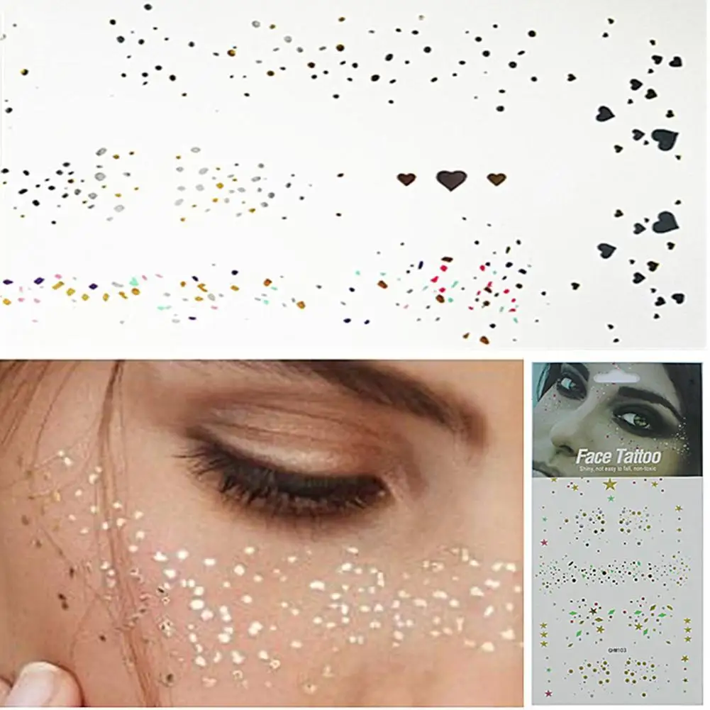 

Women Waterproof Metallic Temporary Freckle Tattoo Fashion Jewelry for Party