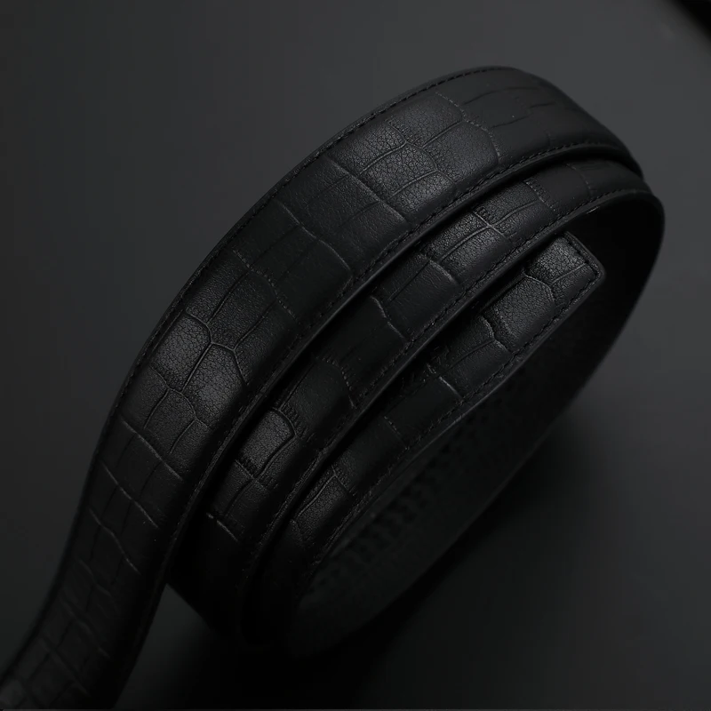 Мужской ремень из воловьей кожи BISON DENIM черный роскошный кожаный с автоматической