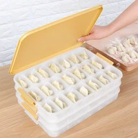 refrigerator food storage box multilayer stackable cellular kitchen organizer fresh box with cover dumplings holder microwave