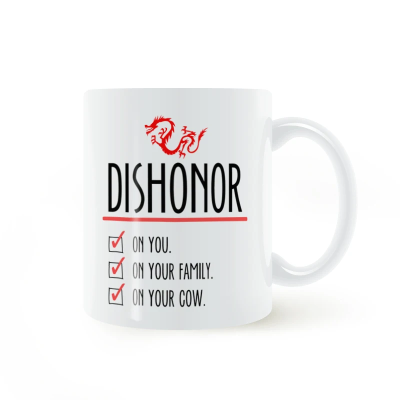 Mulan 11oz Ceramic Coffee Mug - Dishonor on Your Cow Design image 5