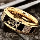 Мужские кольца в стиле панк, крутые ювелирные изделия золотого цвета с узором дракона, кристаллами и животными для вечерние ринки, свадебные аксессуары