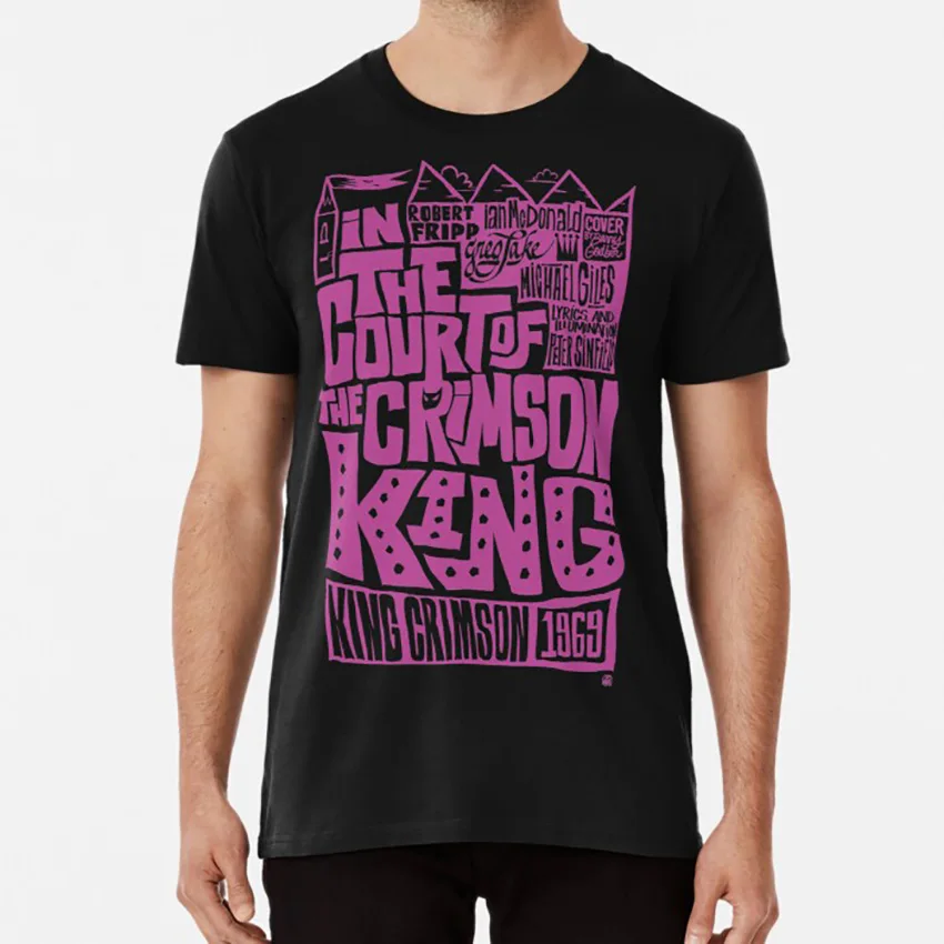 

В Дворе Футболка Король малиновый в дворе малиновый король трибута малиновый король каллиграфия Ручная надпись Роберт Фрипп