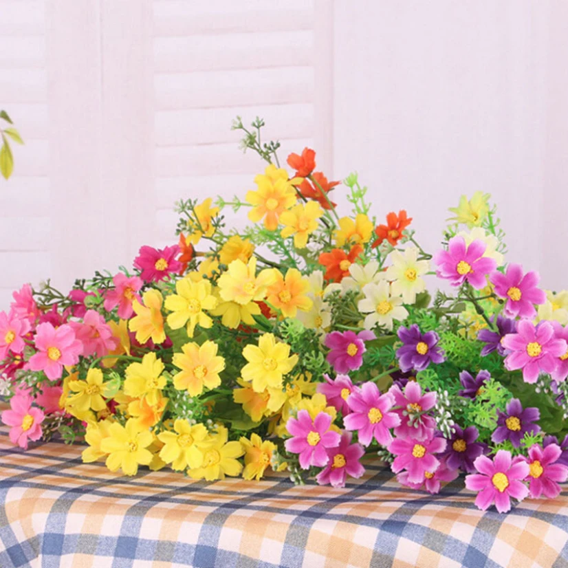 

Artificial Daisy Flower Branches Garden Fake Plant 7 Branches Table Decoration Wedding Farmhouse Decor Home Table Crafts Plant