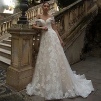 exquisite princess wedding dress custom off the shoulder lace a line bridal gown vestido de noiva sweep train wedding dresses
