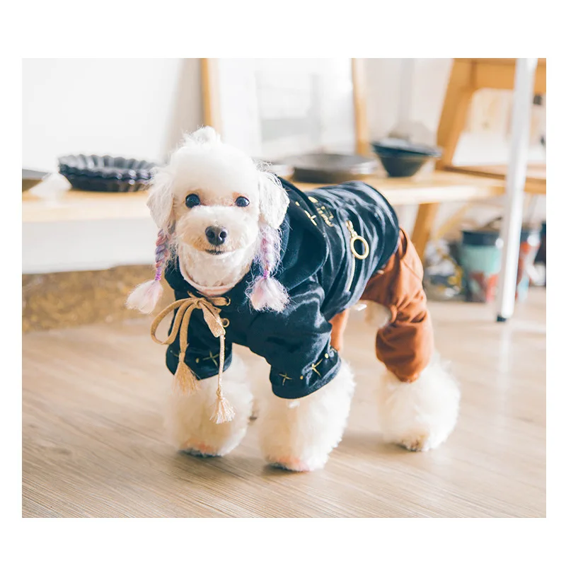 Одежда для собак теплая толстовка с капюшоном на осень и зиму модное пальто