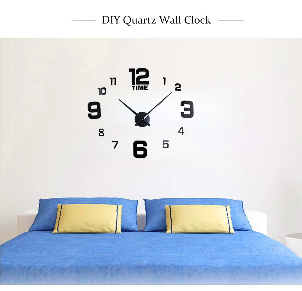 M. Сверкающие 3D настенные часы зеркальный эффект наклейки бескаркасные цифры DIY