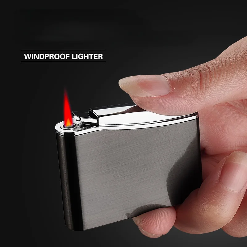 

Refillable Electronic Pressing Windproof Straight Metal Lighter Smoking Accessories Lighters for Smoking Weed Gadgets for Men