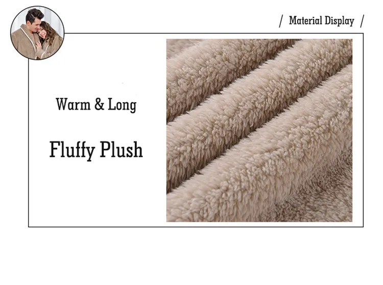 Winter Thick Warm Couples Kimono Robe Women Men Bath Gown Robe Dress Fluffy Plush Flannel Lovers Yukata Nightwear Sleepwear
