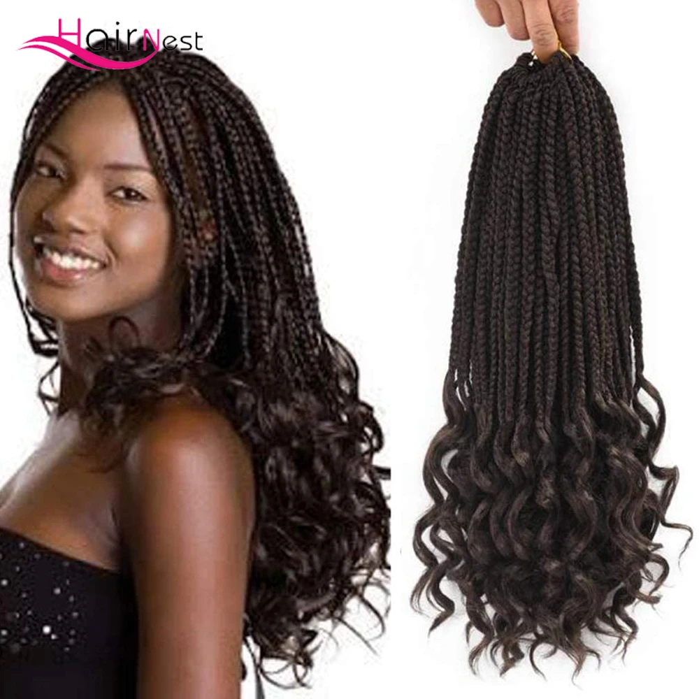 

Hair Nest 18Inch Curly Faux Locs Senegalese Twist Hair Wavy Box Braids Crochet Hair Extensions Ombre Kanekalon Synthetic Goddess