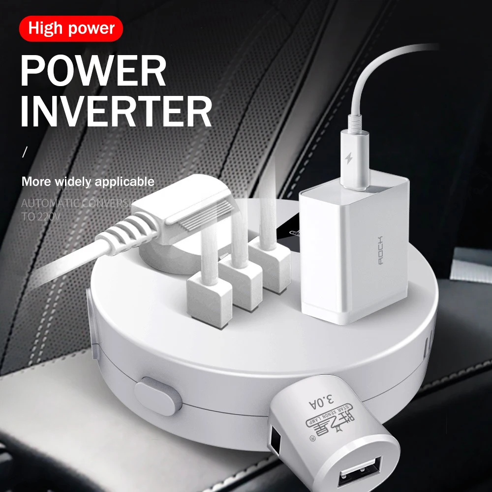 

200W Car Power Inverter DC 12V/24V To 220V AC Car Inverter 3 USB Ports Charger Adapter Car Plug Converter with Switch and Curren
