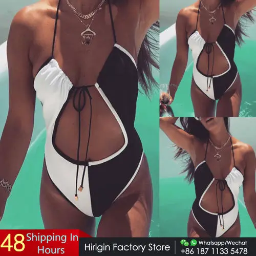 2018 женские цельные купальники бандажный купальник сексуальный Монокини бело