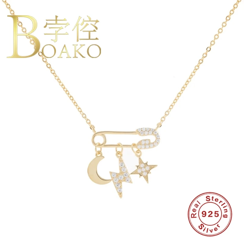 

BOAKO подвеска с молнией цепочка с кулоном, 925 серебряное ожерелье для женщин 2020 ювелирное ожерелье из натурального Collare Bijoux (украшения своими ...