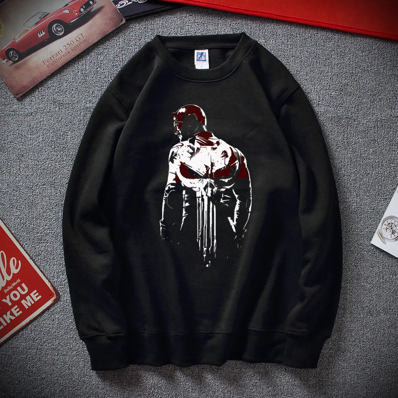 

Новая зимняя уличная защитники сериала "Сорвиголова" от Marvel худи "Каратель" унисекс мягкие Стиль Топ хлопковая флисовая Толстовка Sudadera