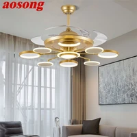 aosong ceiling fan lights lamps remote control without blade modern gold led for home dining room restaurant