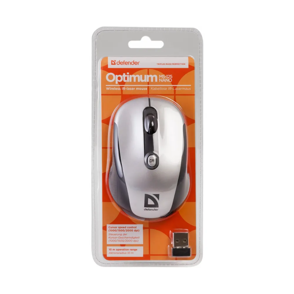 Мышка USB LASER WRL OPTIMUM MS-125 GREY 52125 DEFENDER |