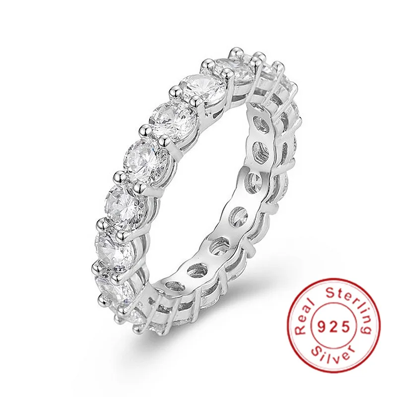 Обручальные кольца из серебра 925 пробы с круглым кубическим цирконием и