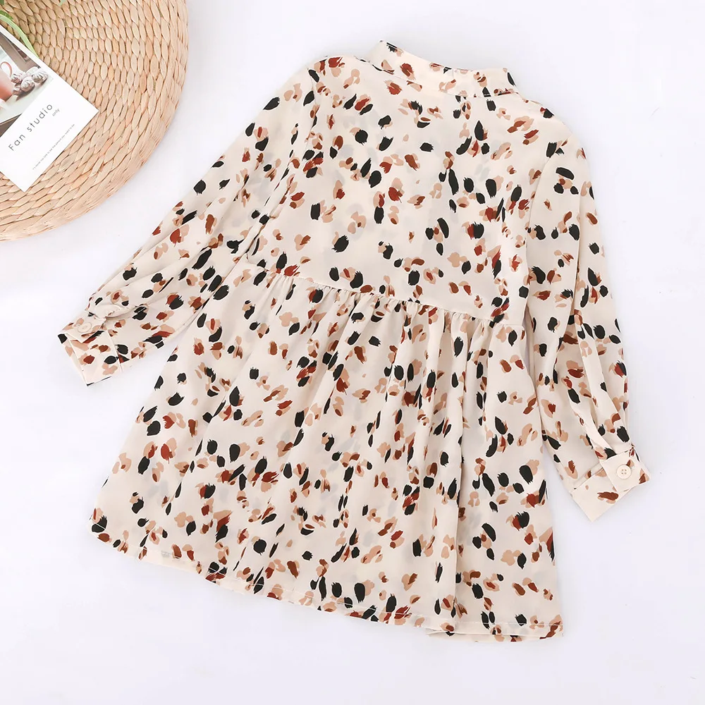 Корейские шифоновые осенние платья с цветами для девочек платье принцессы