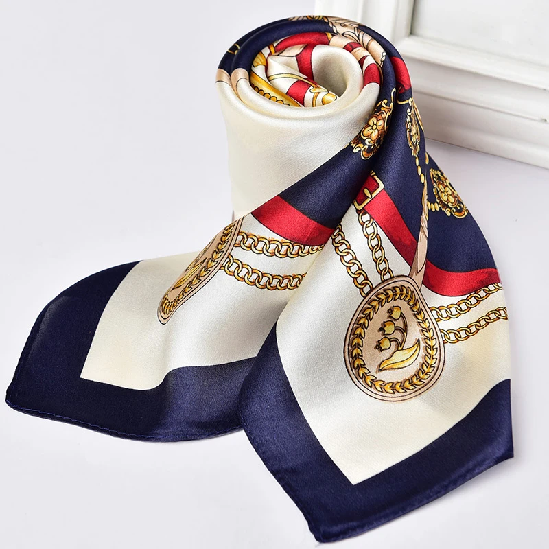 Шарф с принтом бандана квадратный шарф из натурального сатина для женщин 100%