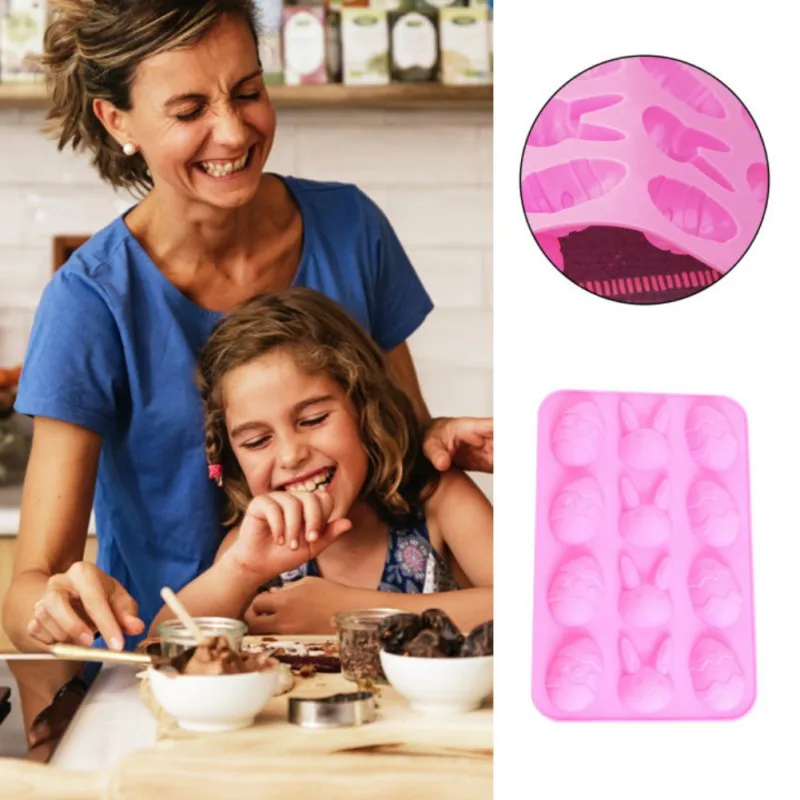 

2PCS Easter Chocolate Silicone Pink Easter Egg Mould Chocolate Candy Cake Mould For Kitchen Home